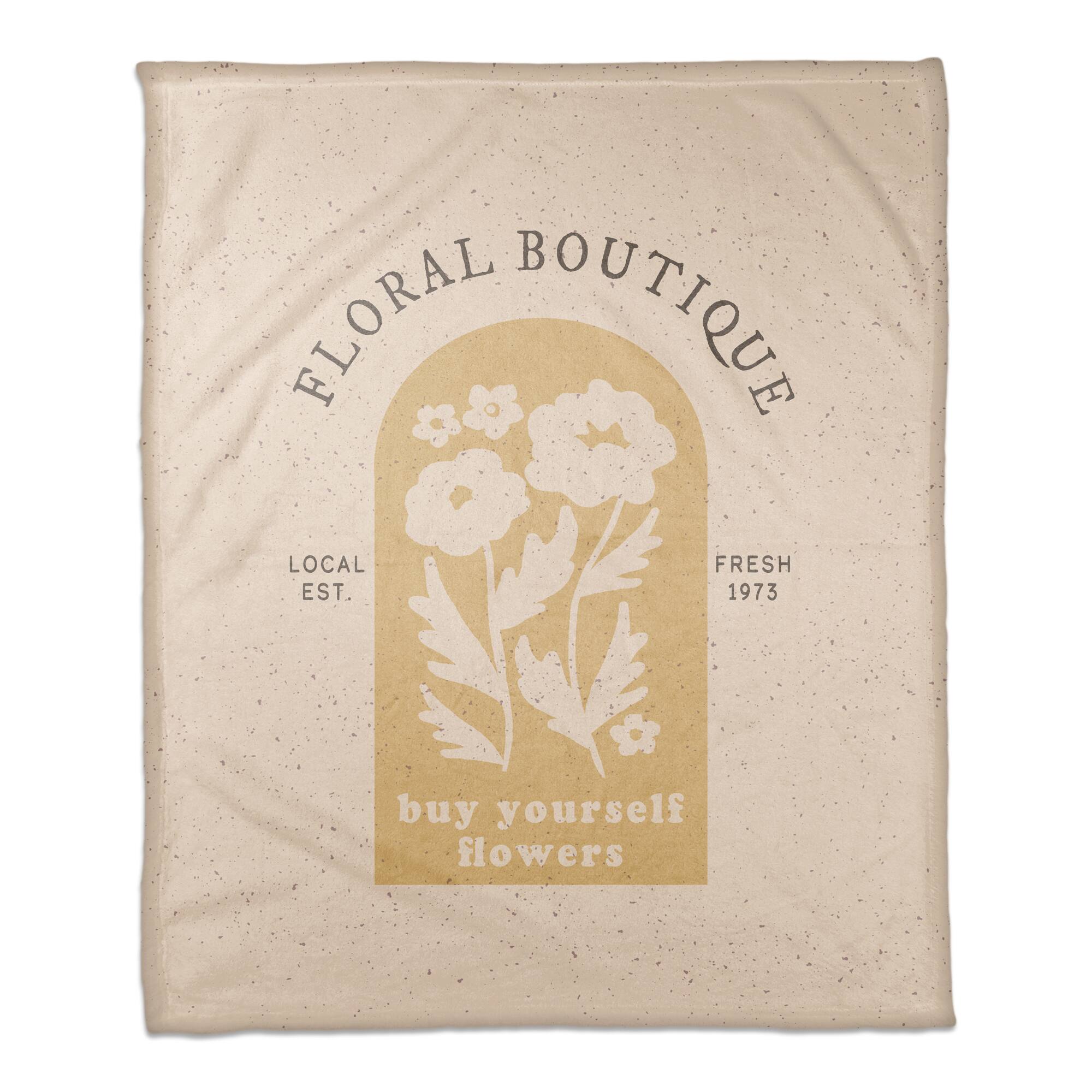 50" x 60" Floral Boutique Mod Sign Coral Fleece Blanket